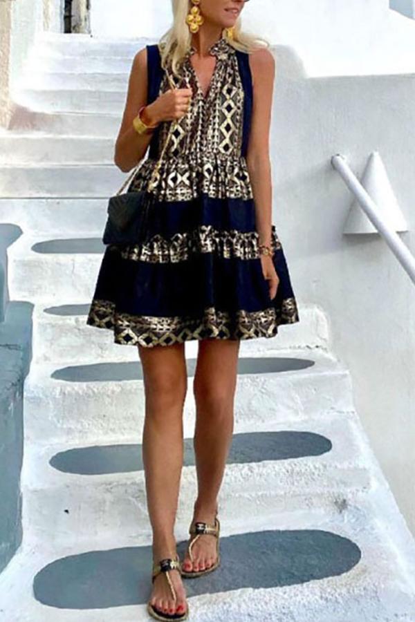 Fashion geometric pattern print dress