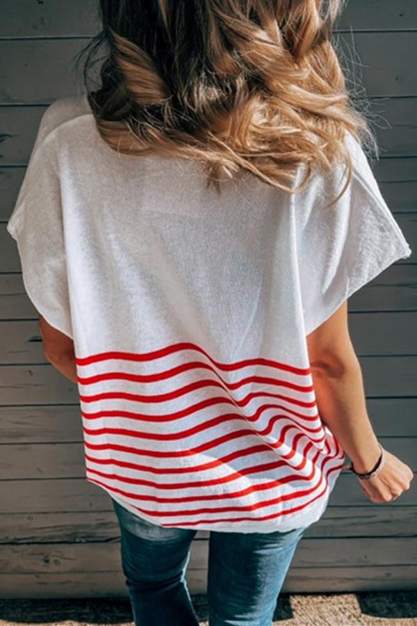 V-neck Striped Loose T-shirt