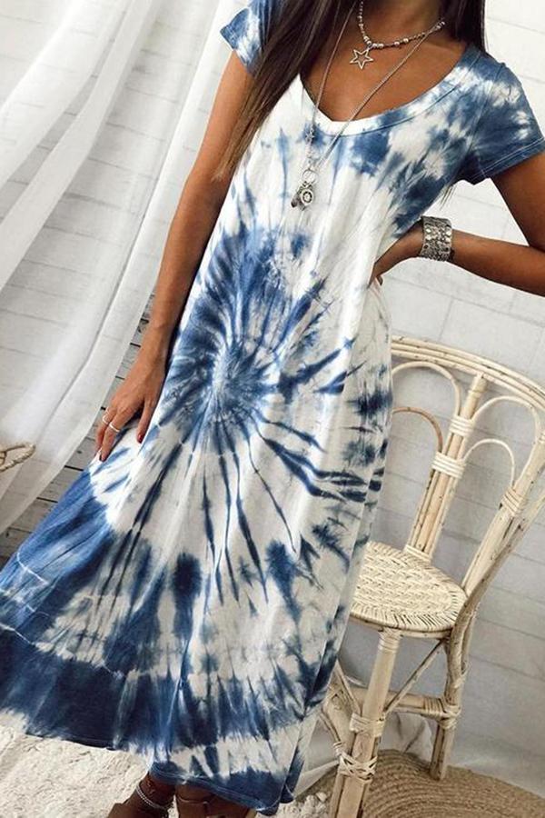 Tie-dye Print Maxi Dress