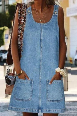 Denim Blue Mini Strap Dress