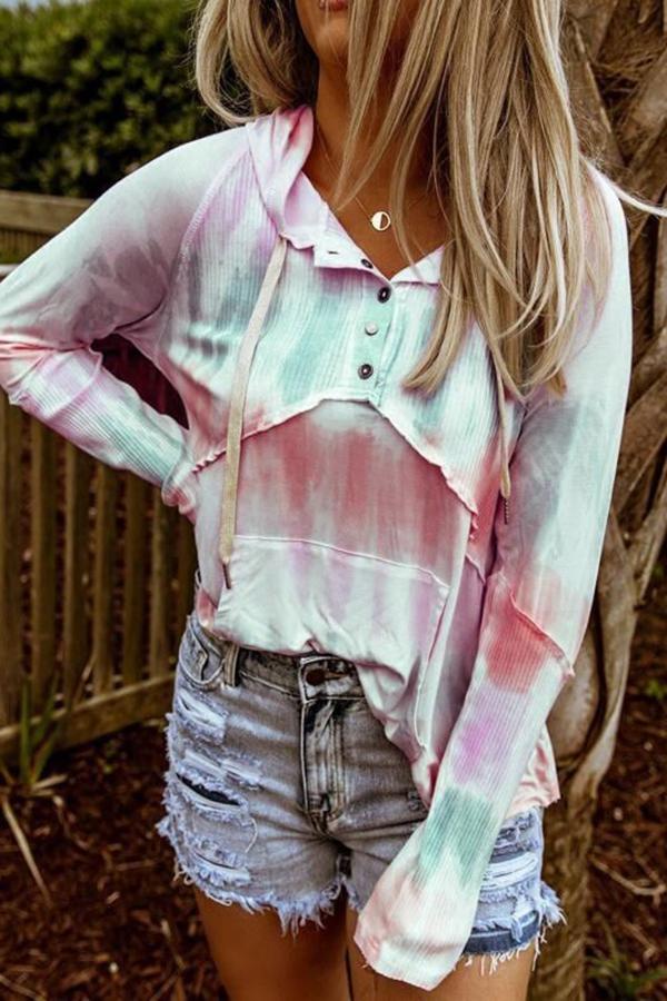 Colorful Tie-dye Long-sleeved Hooded Sweatshirt