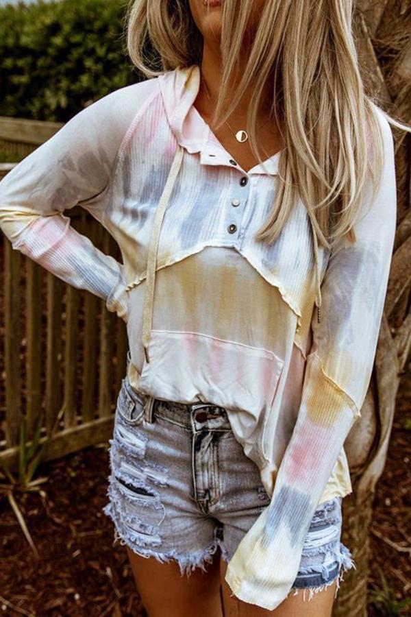 Colorful Tie-dye Long-sleeved Hooded Sweatshirt