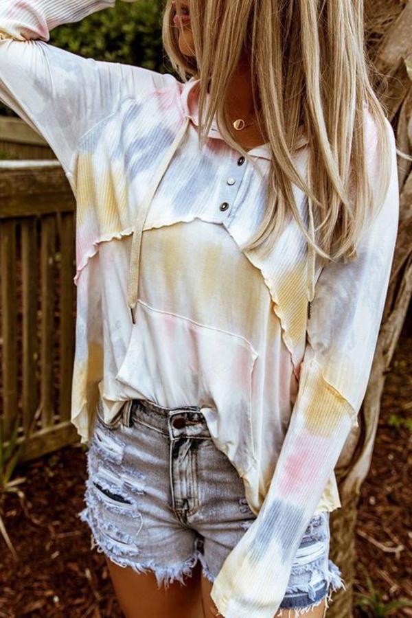 Colorful Tie-dye Long-sleeved Hooded Sweatshirt