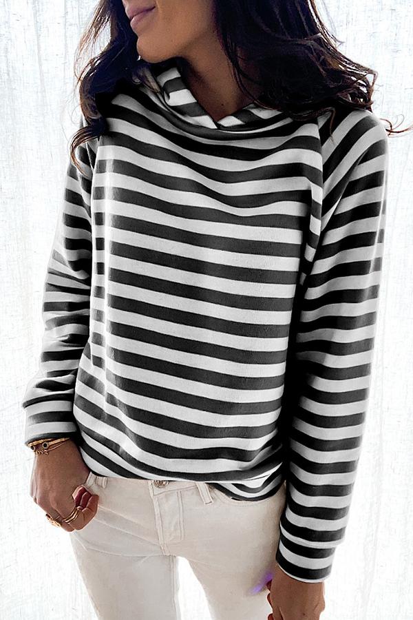 Hooded Striped Sweatshirt