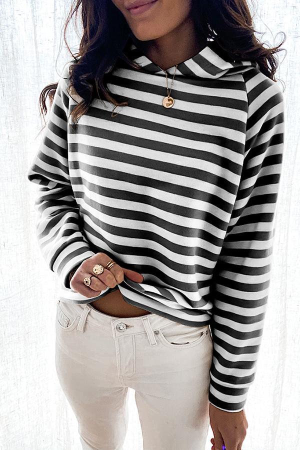 Hooded Striped Sweatshirt