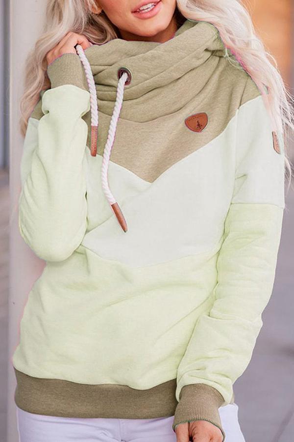 Multicolor Panelling Hooded Fleece Sweatshirt