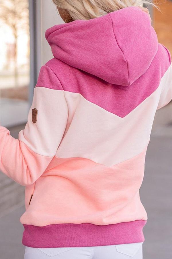 Multicolor Panelling Hooded Fleece Sweatshirt