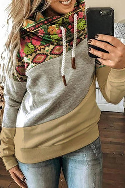 Contrast And Fleece Hooded Sweatshirt