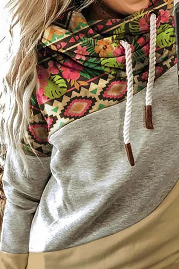 Contrast And Fleece Hooded Sweatshirt