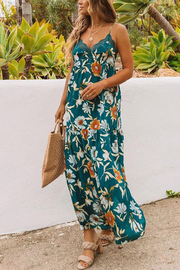 Hues of Summer Floral Lace Maxi Dress