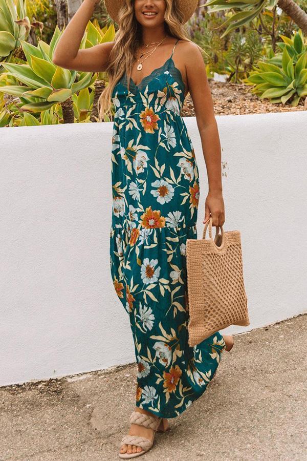 Hues of Summer Floral Lace Maxi Dress