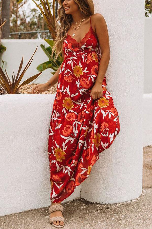 Hues of Summer Floral Lace Maxi Dress