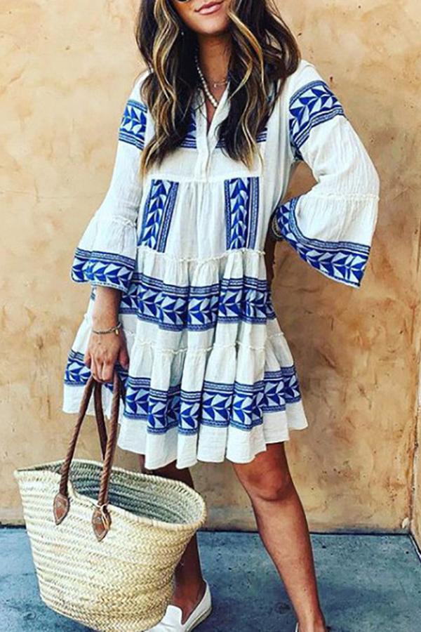 Ethnic Printed Bohemian Midi Dress