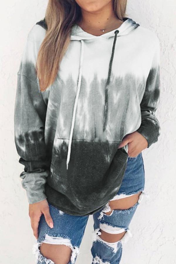 Rainbow Gradient Tie-dye Print Hoodie