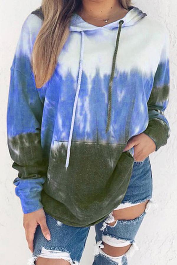 Rainbow Gradient Tie-dye Print Hoodie