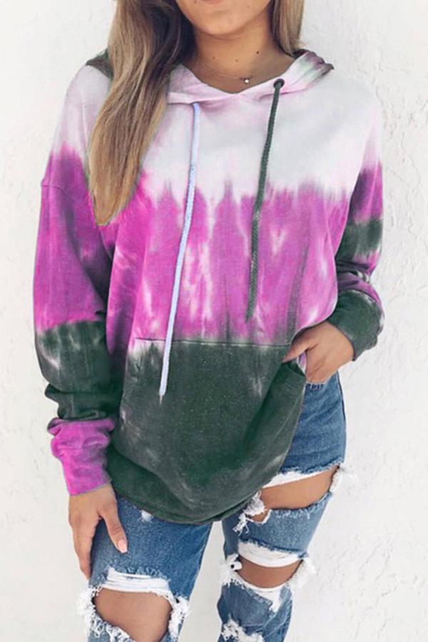 Rainbow Gradient Tie-dye Print Hoodie