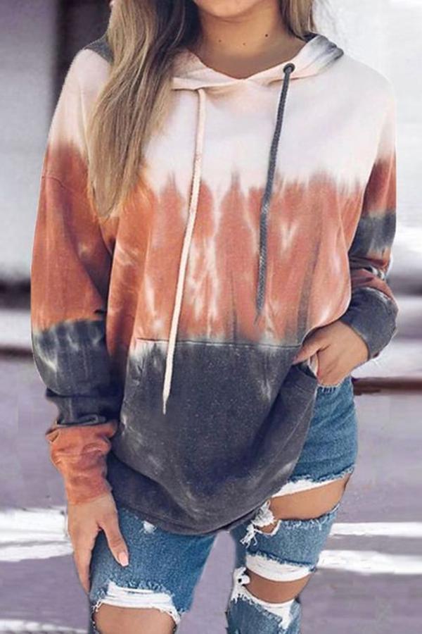 Rainbow Gradient Tie-dye Print Hoodie