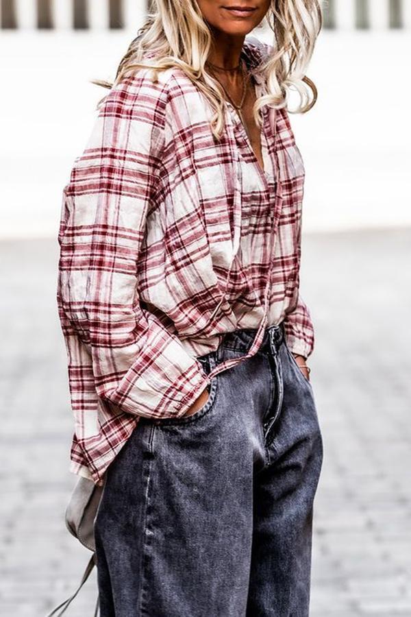 Loose Black And White Plaid Shirt