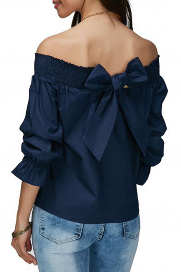 Ruffle Sleeve Bow Long Sleeve Top