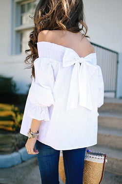 Ruffle Sleeve Bow Long Sleeve Top