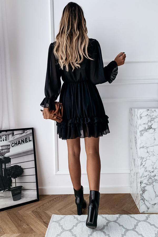 Dangle Puff Sleeve Midi Dress