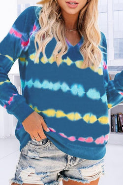 Print V-Neck Long Sleeves Sweatshirt