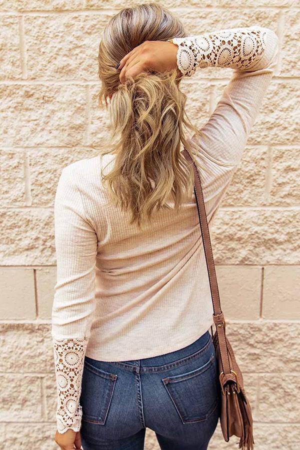 Lace Trim Long Sleeve T-shirt