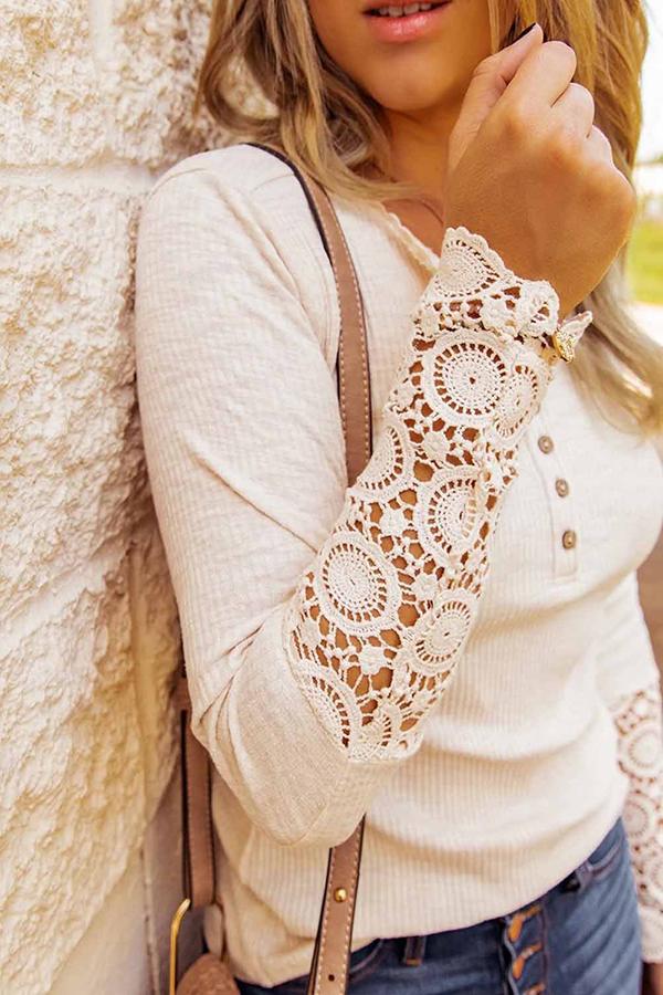 Lace Trim Long Sleeve T-shirt