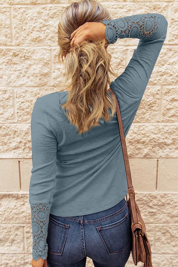 Lace Trim Long Sleeve T-shirt