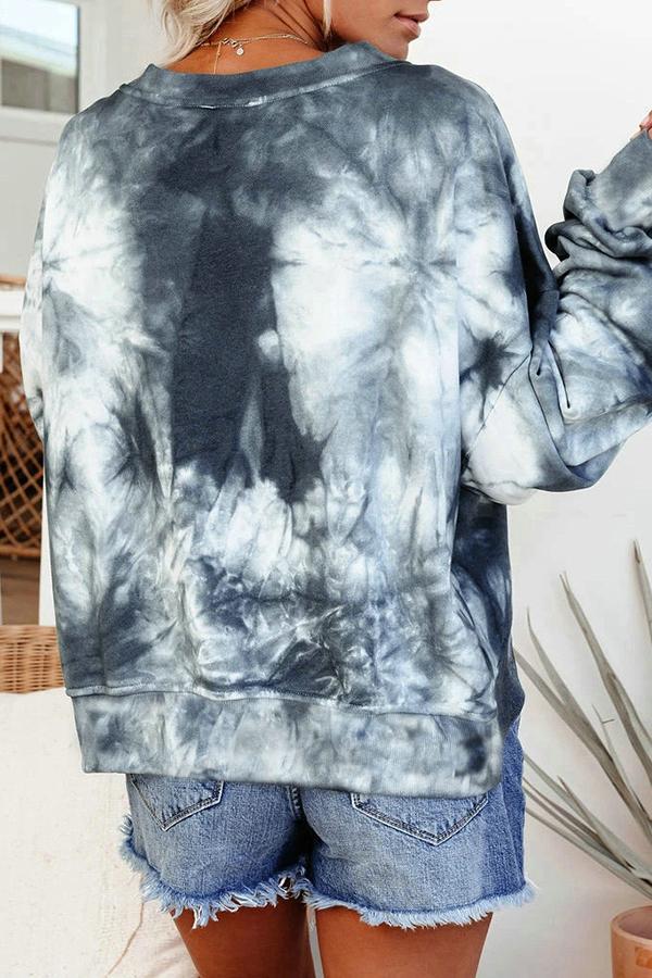 Tie-dye Back Hollow Round Neck Top