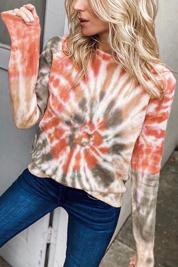 Tie-dye Long-sleeved Round Neck Sweatshirt