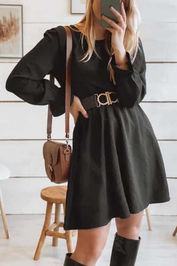 Black Minimalist Mini Dress