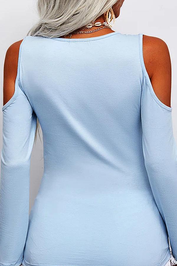 V-neck Off-shoulder Slim Long-sleeved T-shirt