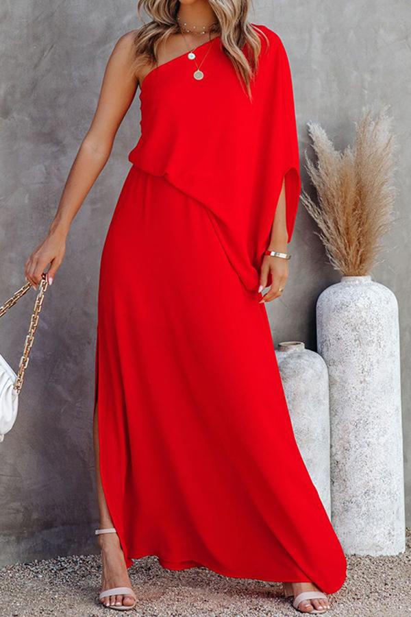 Off-the-shoulder Side Slit Dress