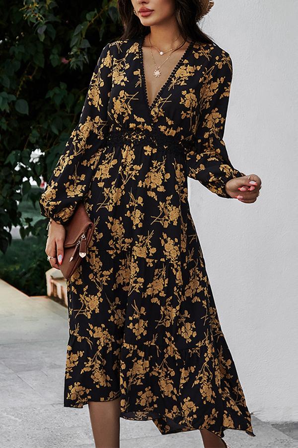 Sexy Elegant V-neck Print Dress