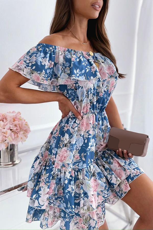 One-shoulder Fashion Print Dress