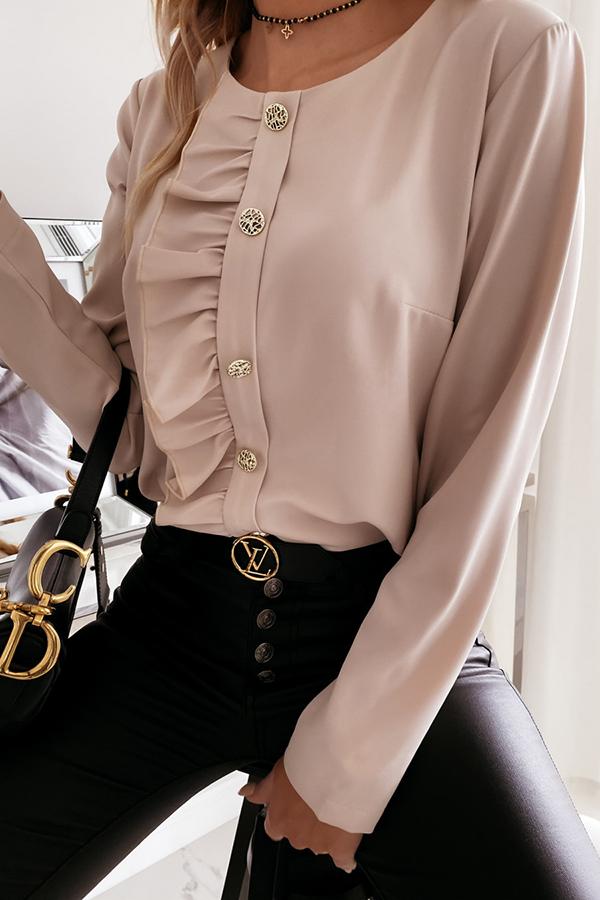 Long-sleeved Round Neck Ruffle Bottoming Shirt