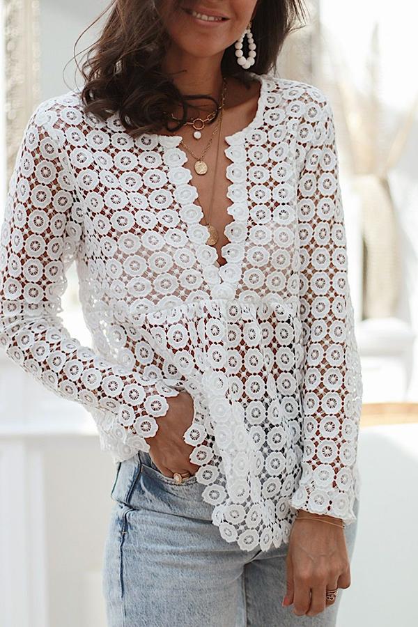 Printed Patch Lace Top