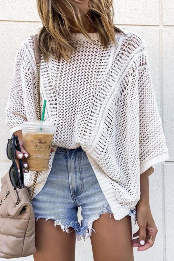 Casual Knitted Hollow Top