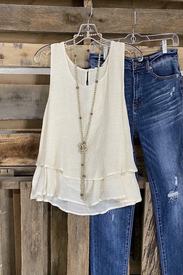 Double-layer Cotton And Linen Sleeveless T-shirt