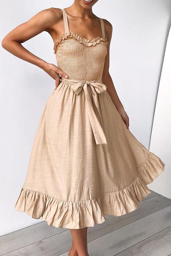 Gabriella Tie-waist Ruffled Midi Dress