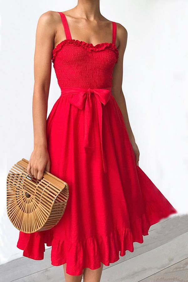 Gabriella Tie-waist Ruffled Midi Dress