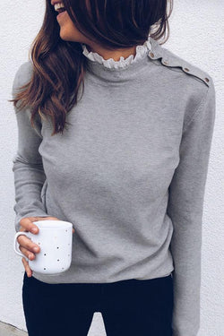 Trendy Lace Round Neck T-shirt