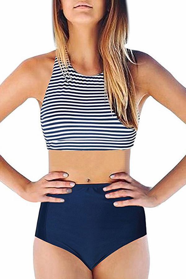 Summer Bikini Stripe Two-piece Swimsuit