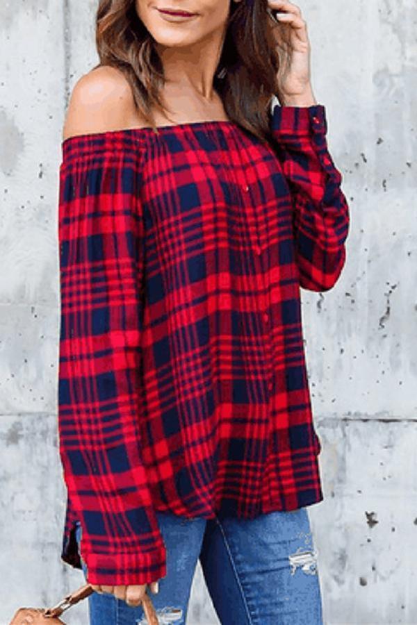 Casual Temperament Slim Plaid Long-sleeve Shirt