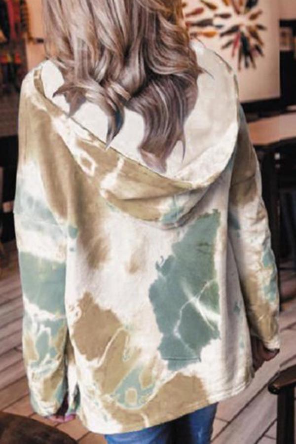 Simple Tie-dye Long-sleeved Hooded Casual Sweater