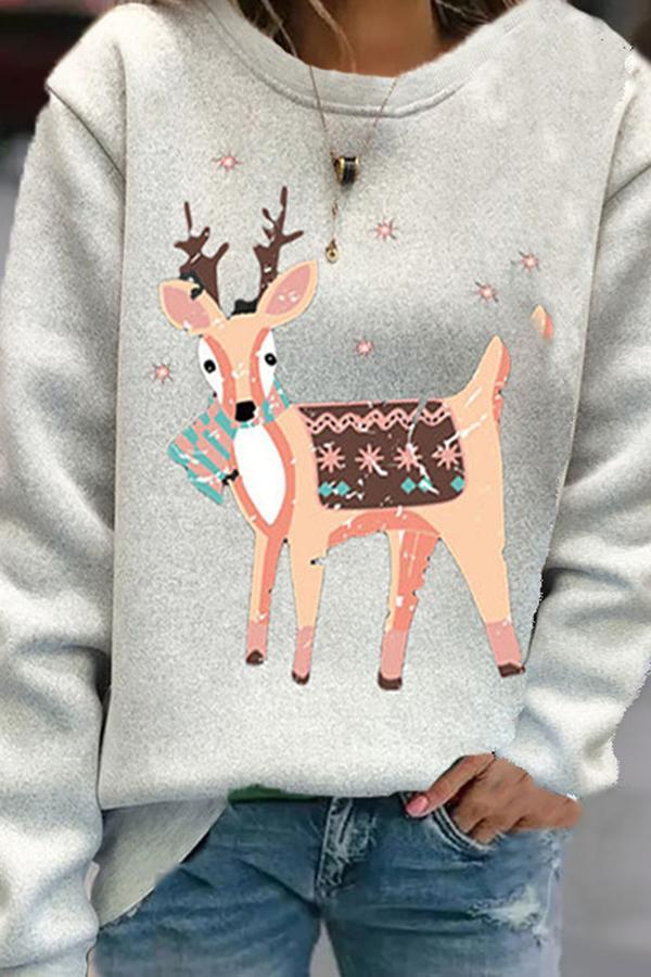 New Casual Printed Round-neck Long-sleeve Sweater