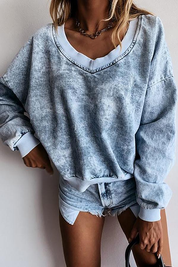 Casual Loose Tie-dye Long-sleeved Round-neck sweater