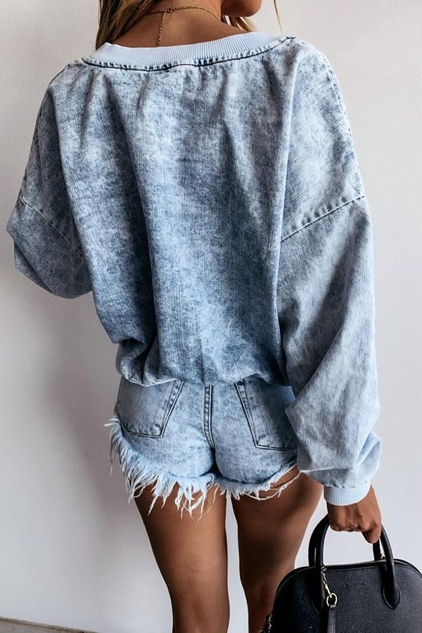 Casual Loose Tie-dye Long-sleeved Round-neck sweater