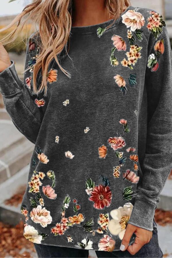 Retro Baggy Floral Print Top